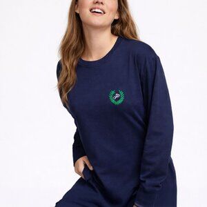 Victoria's Secret PINK Campus Long Sleeve Cotton Tee (Navy)